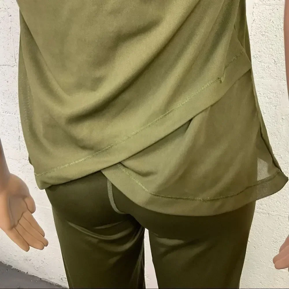 Nike Just Do It Army Green Black Muscle Tank Leggings Matching Set M